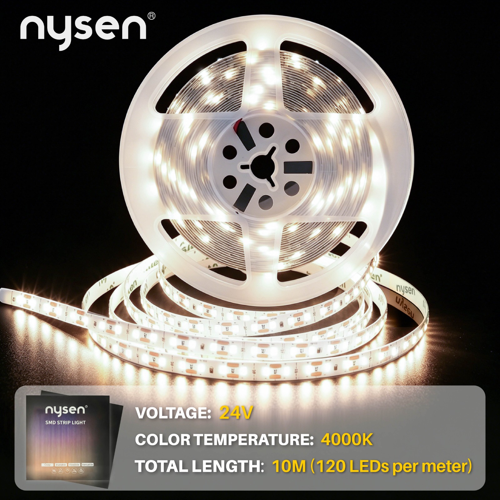 24V 10M 4000K natural white LED strip light
